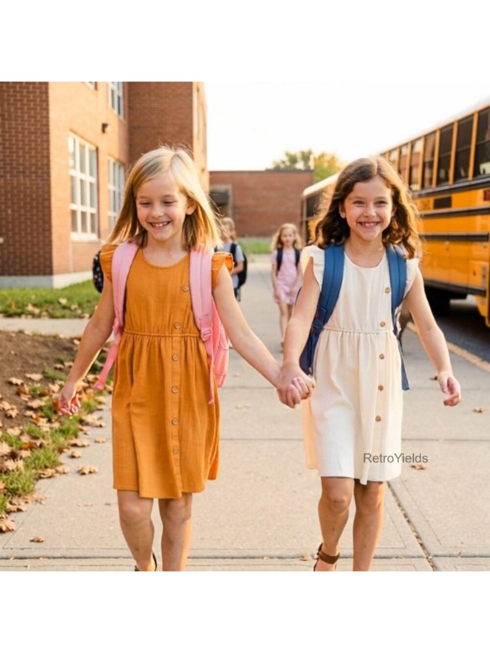 Girls Flutter Sleeve Swing Dress, Lightweight Polyester, Casual Sundress for - Picture 6 of 6
